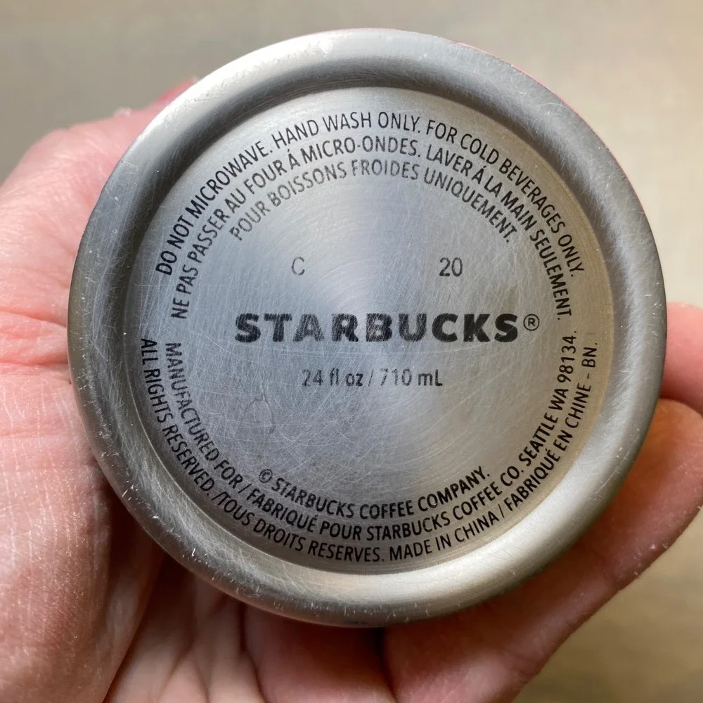 Starbucks 2020 Pink Floral Stainless Steel Cold Cup Tumbler 24 oz Straw